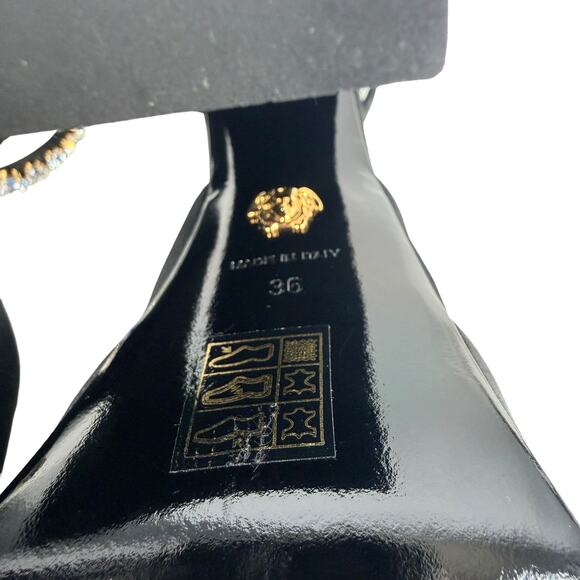 Versace Medusa Aevitas Satin Platform Crystals Pumps Black Size 36 - Picture 10 of 10